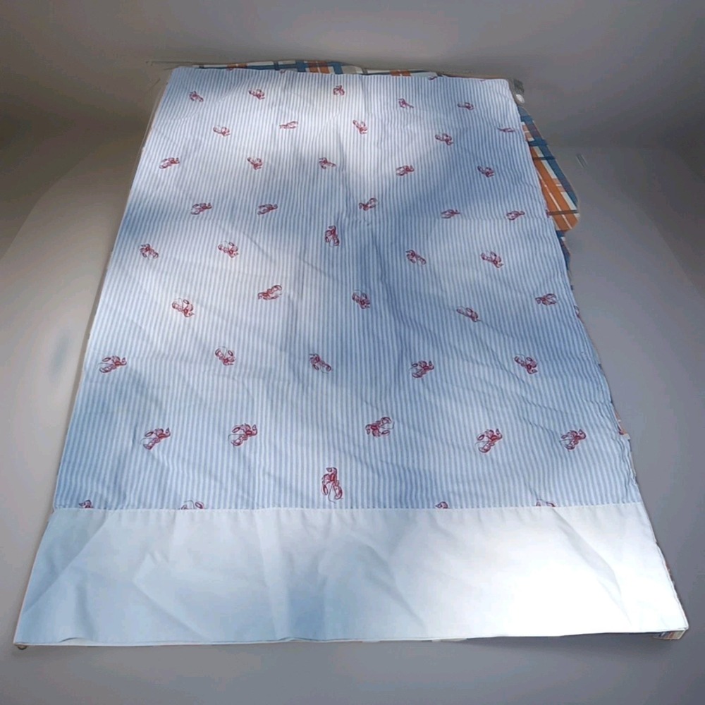 Westpoint‎ Striped Blue Red Lobster Pillow Case Queen Nautical Coastal Nantucket